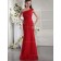 Red Empire Floor-length Column / Sheath Chiffon One Shoulder Bridesmaid Dress