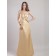 Gold Spaghetti Straps Mermaid Floor-length Satin Empire Bridesmaid Dress