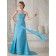 Blue Natural A-line Strapless Chiffon Sweep Bridesmaid Dress