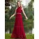 Burgundy Sweep One Shoulder Natural Chiffon A-line Bridesmaid Dress