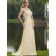 Champagne Sweep Chiffon Empire A-line One Shoulder Bridesmaid Dress