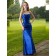 Royal Blue Bateau Natural Floor-length Column / Sheath Taffeta Bridesmaid Dress