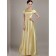 Gold Satin A-line Empire Floor-length Bateau Bridesmaid Dress