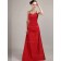 Red Floor-length Spaghetti Straps A-line Natural Satin Bridesmaid Dress