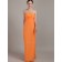 Orange Floor-length Empire Chiffon Column / Sheath Strapless Bridesmaid Dress