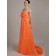 Orange Strapless Sweep Chiffon A-line Empire Bridesmaid Dress