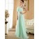 Green Sweep Spaghetti Straps Chiffon Empire A-line Bridesmaid Dress