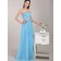 Blue Empire A-line Floor-length Chiffon Strapless Bridesmaid Dress