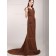 Brown V-neck Chiffon Sweep Mermaid Natural Bridesmaid Dress