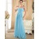 Sky Blue Floor-length Spaghetti Straps A-line Empire Chiffon Bridesmaid Dress