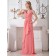 Watermelon Column / Sheath V-neck Natural Chiffon Floor-length Bridesmaid Dress