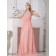 Pink Chiffon A-line Sweep Empire Spaghetti Straps Bridesmaid Dress