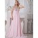 Pink Sweep Spaghetti Straps A-line Empire Chiffon Bridesmaid Dress