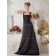 Black Empire Square Satin Sweep A-line Bridesmaid Dress