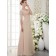Pearl Pink V-neck Natural A-line Chiffon Floor-length Bridesmaid Dress