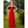 Red Natural Chiffon Column / Sheath Floor-length Straps Bridesmaid Dress