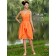 Orange V-neck Chiffon Natural A-line Knee-length Bridesmaid Dress