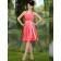 Watermelon A-line Satin Natural Knee-length Halter Bridesmaid Dress
