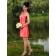 Watermelon Short-length Natural Halter Column / Sheath Satin Bridesmaid Dress