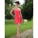 Watermelon Chiffon Spaghetti Straps Short-length Empire Column / Sheath Bridesmaid Dress