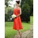 Orange Spaghetti Straps Satin Tea-length A-line Empire Bridesmaid Dress