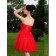 Red Empire A-line Short-length Organza Sweetheart Bridesmaid Dress