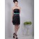 Black Strapless Satin Natural Column / Sheath Short-length Bridesmaid Dress