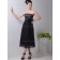 Black A-line Strapless Chiffon Empire Tea-length Bridesmaid Dress