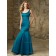 Cheap Blue Satin Floor-length Lace Bridesmaid Dress