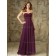 Custom Made Grape Chiffon Floor-length Ruffles Bridesmaid Dress