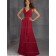 Elegant Red Chiffon Floor-length Ruched Bridesmaid Dress