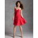 Girls Multicolor Red Chiffon Short-length Ruched Bridesmaid Dress