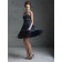 Online Dark Navy Chiffon Short-length Belt Bridesmaid Dress