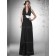 Fitted Amazing Floor-length Black Hand Made Flower Chiffon Bridesmaid Dresses