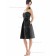 Vintage Celebrity Hand Made Flower Satin Short-length Black Bridesmaid Dresses