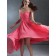 UK Chiffon Ruffles Sweep Watermelon Bridesmaid Dresses