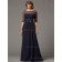 Budget Celebrity Chiffon Lace Dark Navy Floor-length Bridesmaid Dresses