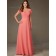 Elegant Amazing Watermelon Floor-length Lace Chiffon Lace Bridesmaid Dresses