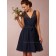 Budget Chiffon Dark Navy Short-length Belt Bridesmaid Dresses