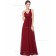 Beautiful Discount Burgundy Chiffon V-neck A-line Floor-length Ruffles Empire Bridesmaid Dress