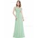 UK Stunning Green Chiffon Bateau A-line Floor-length Lace Empire Bridesmaid Dress