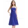 Fitted Royal Blue Chiffon Bateau A-line Mini Hand Made Flower Empire Bridesmaid Dress