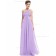 Cheap Lilac Chiffon One Shoulder A-line Floor-length Ruffles Empire Bridesmaid Dress