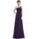 Designer Celebrity Grape Chiffon One Shoulder A-line Floor-length Ruffles Empire Bridesmaid Dress