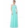 Elegant Pool Chiffon One Shoulder A-line Floor-length Ruffles Empire Bridesmaid Dress