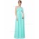 Elegant Pool Chiffon One Shoulder A-line Floor-length Ruffles Empire Bridesmaid Dress