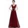 Online Best Burgundy Chiffon V-neck A-line Floor-length Beading Sash Empire Bridesmaid Dress