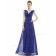 Romantica Blue Chiffon V-neck A-line Floor-length Tiered Natural Bridesmaid Dress