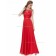 Vintage Red A-line Chiffon Lace , Beading Floor-length Bateau Bridesmaid Dress