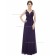 Fitted Discount Regency A-line Chiffon Beading Floor-length V-neck Bridesmaid Dress